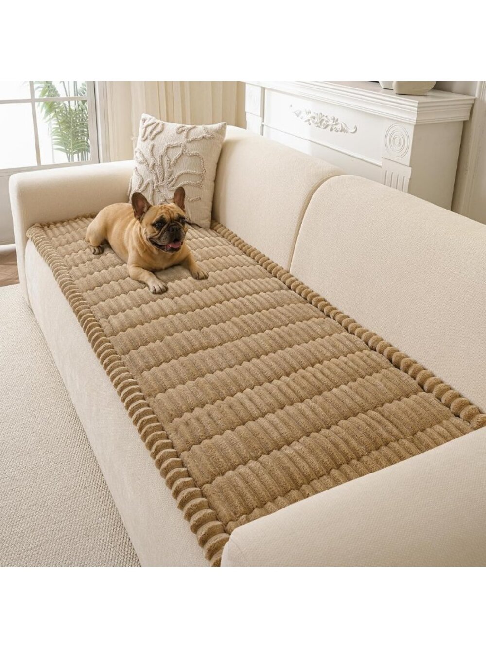 Washable Non-Slip Couch Cover for Dogs | Soft Cozy Brown Pet Protector